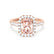 ESME - Radiant Lab-Grown Champagne Sapphire & Diamond 18k Rose Gold Halo Engagement Ring Lily Arkwright