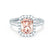 ESME - Radiant Lab-Grown Champagne Sapphire & Diamond 18k White Gold Halo Engagement Ring Lily Arkwright