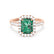 ESME - Radiant Lab-Grown Emerald & Diamond 18k Rose Gold Halo Engagement Ring Lily Arkwright