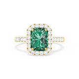 ESME - Radiant Lab-Grown Emerald & Diamond 18k Yellow Gold Halo Engagement Ring Lily Arkwright