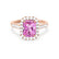 ESME - Radiant Lab-Grown Pink Sapphire & Diamond 18k Rose Gold Halo Engagement Ring Lily Arkwright
