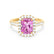 ESME - Radiant Lab-Grown Pink Sapphire & Diamond 18k Yellow Gold Halo Engagement Ring Lily Arkwright