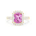 ESME - Radiant Lab-Grown Pink Sapphire & Diamond 18k Yellow Gold Halo Engagement Ring Lily Arkwright