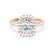 ESME - Radiant Moissanite & Diamond 18k Rose Gold Halo Rings Lily Arkwright