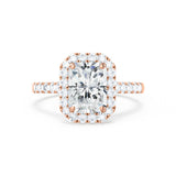 ESME - Radiant Lab Diamond 18k Rose Gold Halo Engagement Ring Lily Arkwright