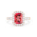 ESME - Radiant Lab-Grown Ruby & Diamond 18k Rose Gold Halo Engagement Ring Lily Arkwright