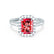 ESME - Radiant Lab-Grown Ruby & Diamond 18k White Gold Halo Engagement Ring Lily Arkwright