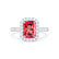 ESME - Radiant Lab-Grown Ruby & Diamond Platinum 950 Halo Engagement Ring Lily Arkwright