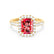 ESME - Radiant Lab-Grown Ruby & Diamond 18k Yellow Gold Halo Engagement Ring Lily Arkwright