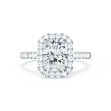 ESME - Radiant Lab Diamond 18k White Gold Halo Engagement Ring Lily Arkwright