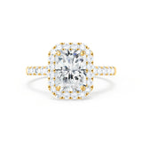ESME - Radiant Lab Diamond 18k Yellow Gold Halo Engagement Ring Lily Arkwright