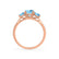 EVERDEEN - Oval Aqua Spinel 18k Rose Gold Trilogy Ring Engagement Ring Lily Arkwright