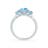 EVERDEEN - Oval Aqua Spinel 18k White Gold Trilogy Ring Engagement Ring Lily Arkwright