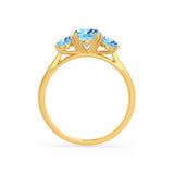 EVERDEEN - Oval Aqua Spinel 18k Yellow Gold Trilogy Ring Engagement Ring Lily Arkwright