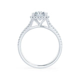 EVERLY - Radiant Moissanite & Diamond 950 Platinum Split Shank Halo Ring Engagement Ring Lily Arkwright