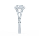 EVERLY - Radiant Lab Diamond 18k White Gold Split Shank Halo Engagement Ring Lily Arkwright