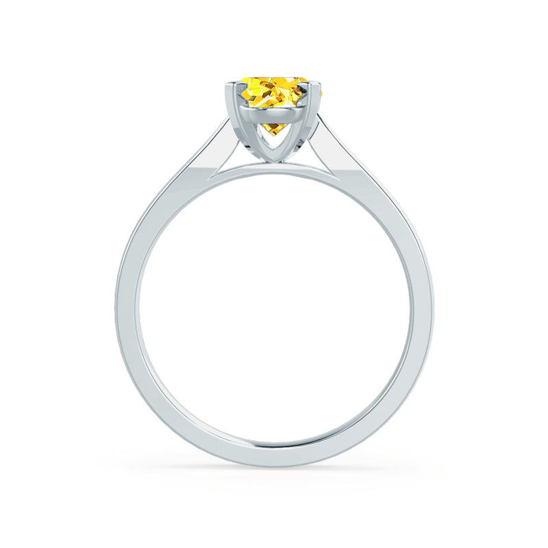 ISABELLA - Oval Yellow Sapphire 18k White Gold Solitaire Ring Engagement Ring Lily Arkwright