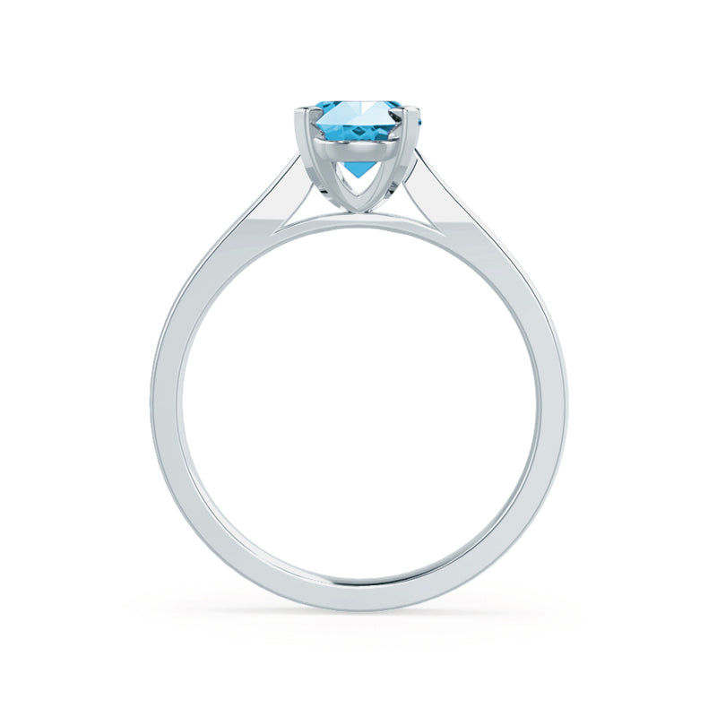 ISABELLA - Oval Aqua Spinel 18k White Gold Solitaire Ring Engagement Ring Lily Arkwright