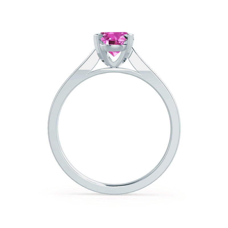 ISABELLA - Oval Pink Sapphire 18k White Gold Solitaire Ring Engagement Ring Lily Arkwright