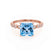 HOPE - Princess Aqua Spinel & Diamond 18k Rose Gold Vintage Shoulder Set Engagement Ring Lily Arkwright