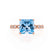 HOPE - Princess Aqua Spinel & Diamond 18k Rose Gold Vintage Shoulder Set Engagement Ring Lily Arkwright