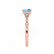 HOPE - Princess Aqua Spinel & Diamond 18k Rose Gold Vintage Shoulder Set Engagement Ring Lily Arkwright