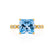 HOPE - Princess Aqua Spinel & Diamond 18k Yellow Gold Vintage Shoulder Set Engagement Ring Lily Arkwright
