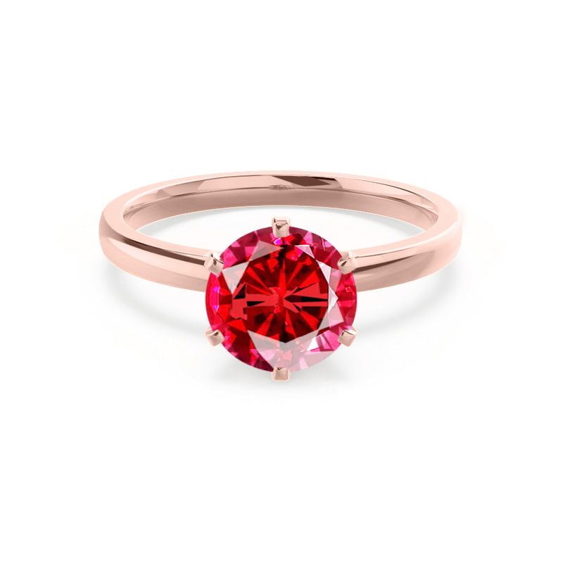 JULIET - Chatham® Round Ruby Solitaire Engagement Ring 18k Rose Gold