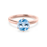 JULIET - Chatham® Round Aqua Spinel Solitaire Engagement Ring 18k Rose Gold