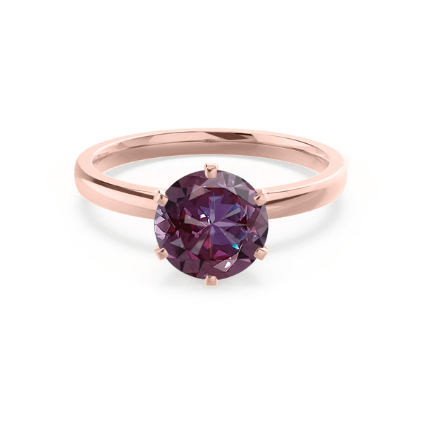 JULIET - Chatham® Round Alexandrite Solitaire Engagement Ring 18k Rose Gold