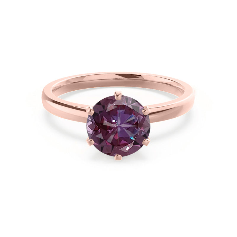 JULIET - Chatham® Round Alexandrite Solitaire Engagement Ring 18k Rose Gold