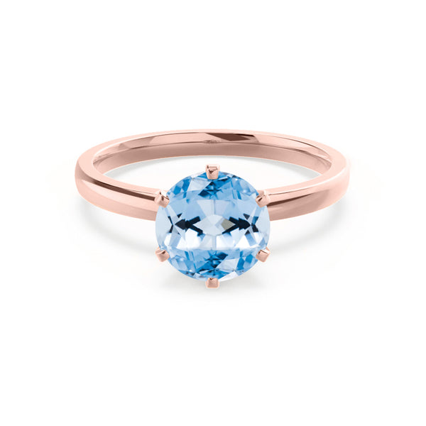 JULIET - Chatham® Round Aqua Spinel Solitaire Engagement Ring 18k Rose Gold