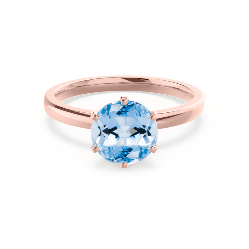 JULIET - Chatham® Round Aqua Spinel Solitaire Engagement Ring 18k Rose Gold