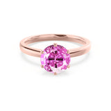 JULIET - Chatham® Round Pink Sapphire Solitaire Engagement Ring 18k Rose Gold