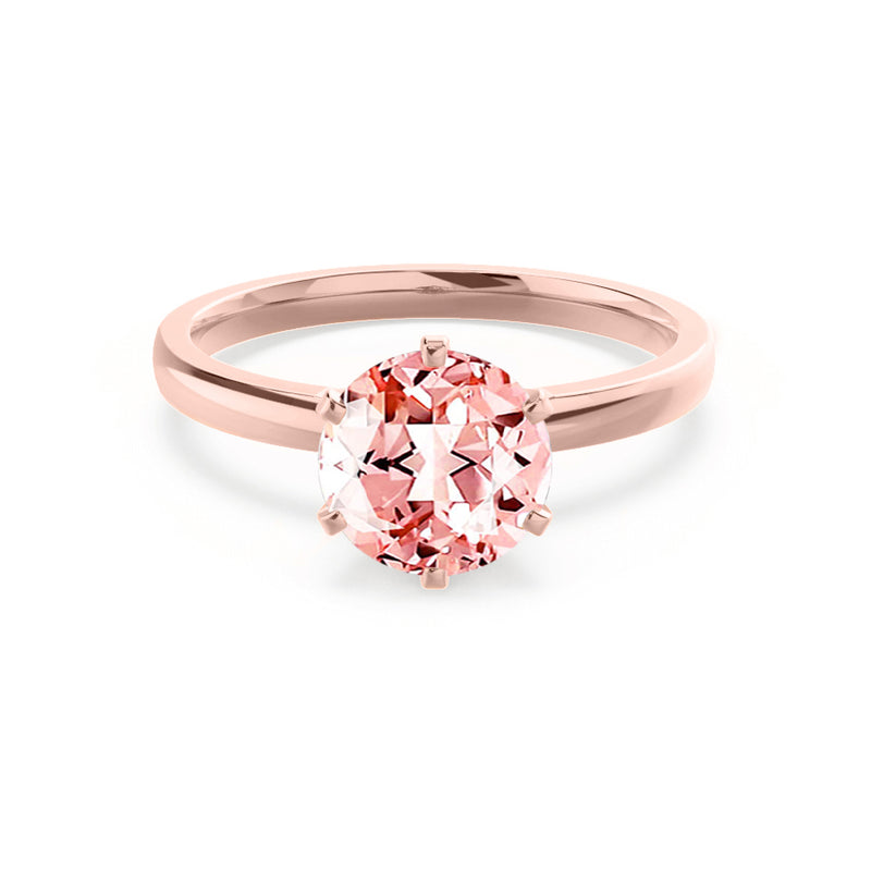 JULIET - Chatham® Round Champagne True Sapphire Solitaire Engagement Ring 18k Rose Gold