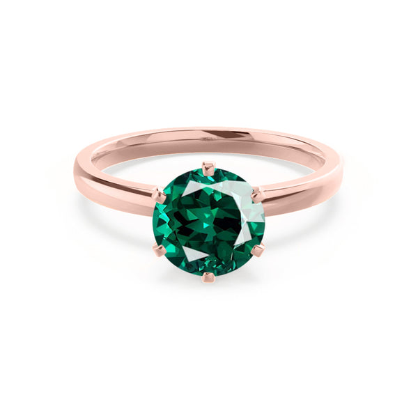 JULIET - Chatham® Round Emerald Solitaire Engagement Ring 18k Rose Gold