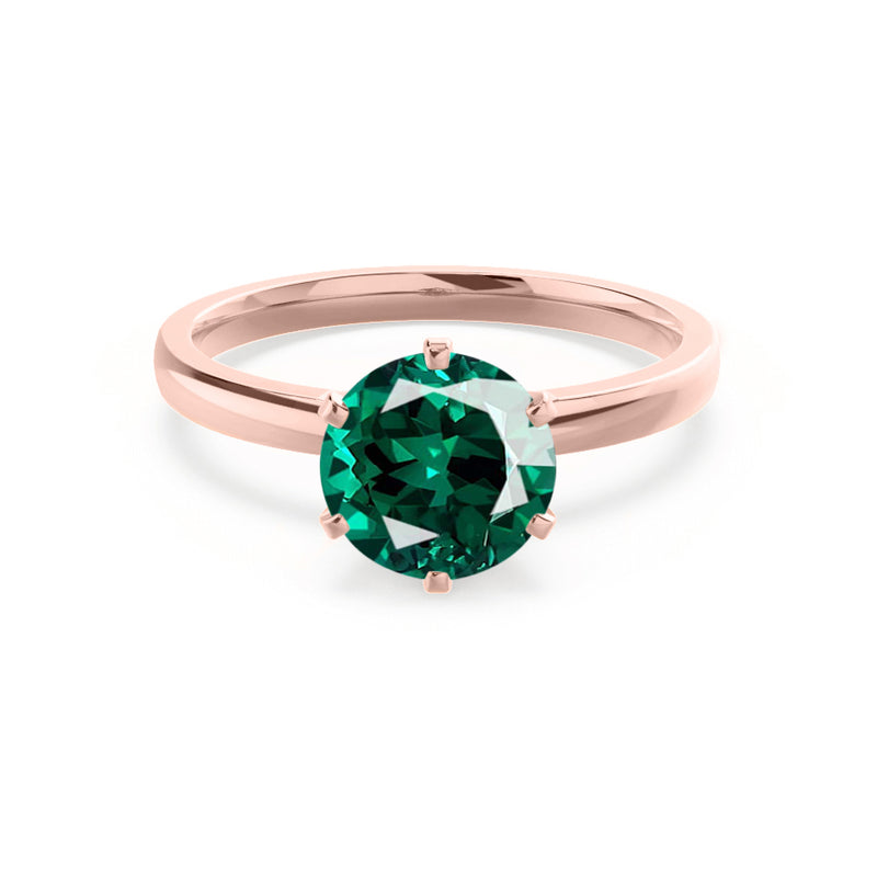 JULIET - Chatham® Round Emerald Solitaire Engagement Ring 18k Rose Gold