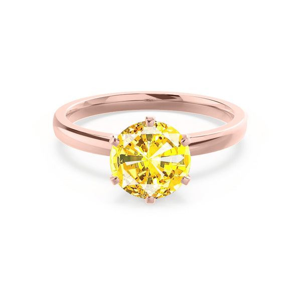 JULIET - Chatham® Round Yellow Sapphire Solitaire Engagement Ring 18k Rose Gold