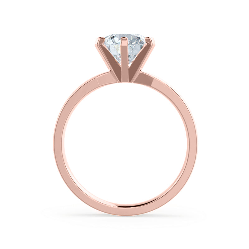 JULIET - Round Natural Diamond 18k Rose Gold Solitaire Ring Engagement Ring Lily Arkwright