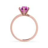 JULIET - Chatham® Round Pink Sapphire Solitaire Engagement Ring 18k Rose Gold