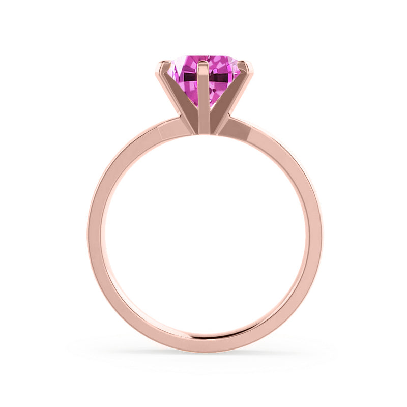 JULIET - Chatham® Round Pink Sapphire Solitaire Engagement Ring 18k Rose Gold