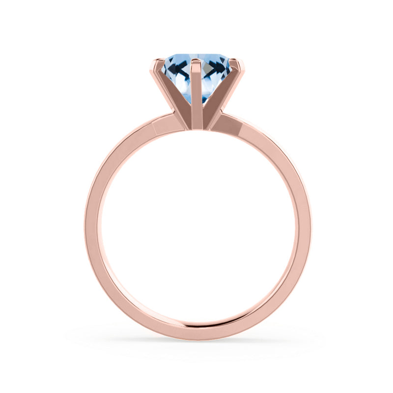 JULIET - Chatham® Round Aqua Spinel Solitaire Engagement Ring 18k Rose Gold