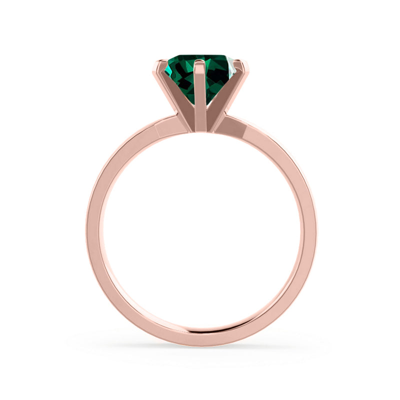 JULIET - Chatham® Round Emerald Solitaire Engagement Ring 18k Rose Gold
