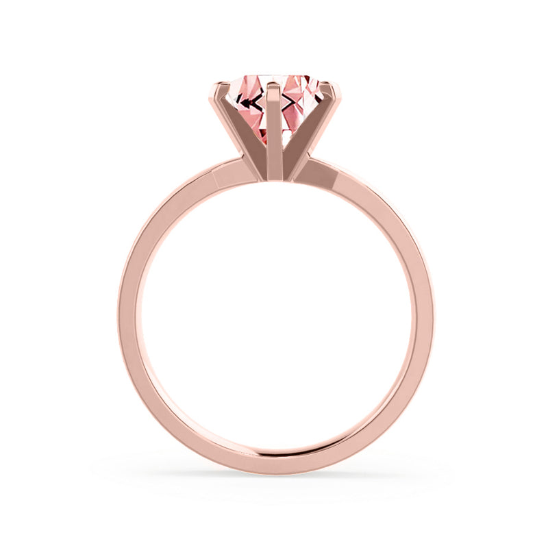 JULIET - Chatham® Round Champagne True Sapphire Solitaire Engagement Ring 18k Rose Gold