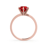 JULIET - Chatham® Round Ruby Solitaire Engagement Ring 18k Rose Gold