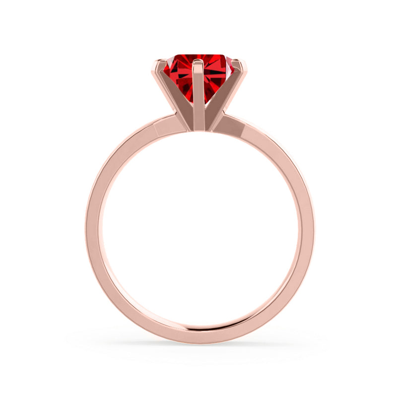 JULIET - Chatham® Round Ruby Solitaire Engagement Ring 18k Rose Gold