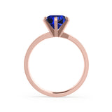 JULIET - Chatham® Round Blue Sapphire Solitaire Engagement Ring 18k Rose Gold