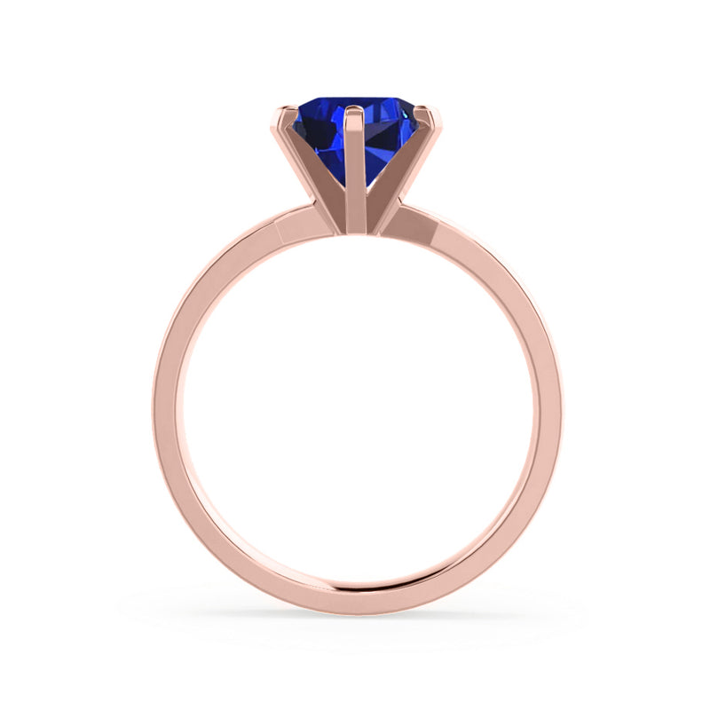 JULIET - Chatham® Round Blue Sapphire Solitaire Engagement Ring 18k Rose Gold