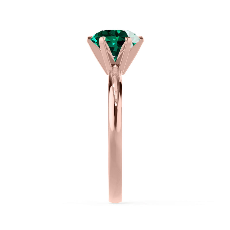 JULIET - Chatham® Round Emerald Solitaire Engagement Ring 18k Rose Gold