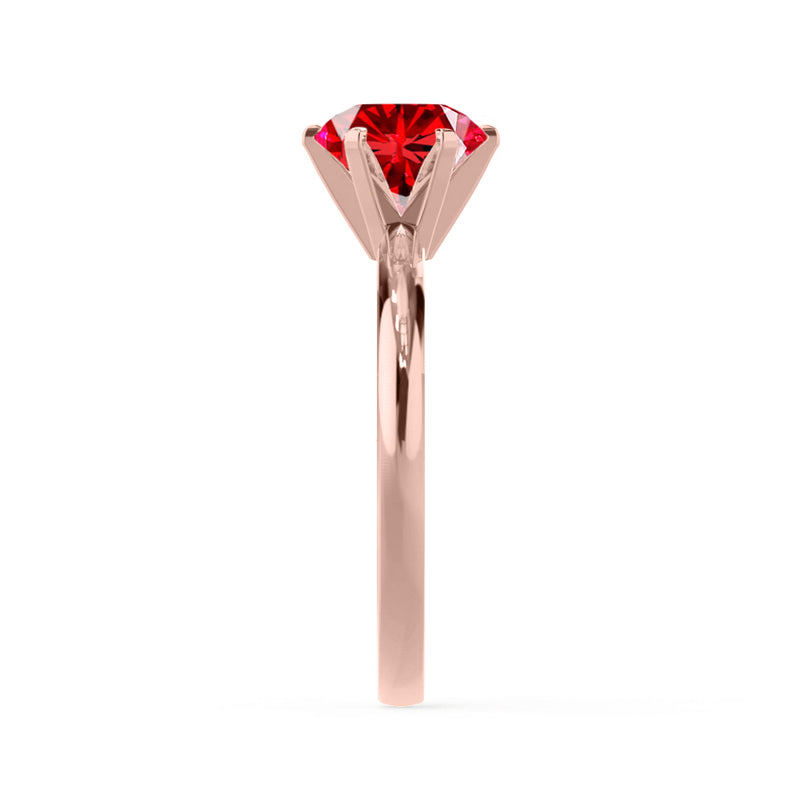 JULIET - Chatham® Round Ruby Solitaire Engagement Ring 18k Rose Gold